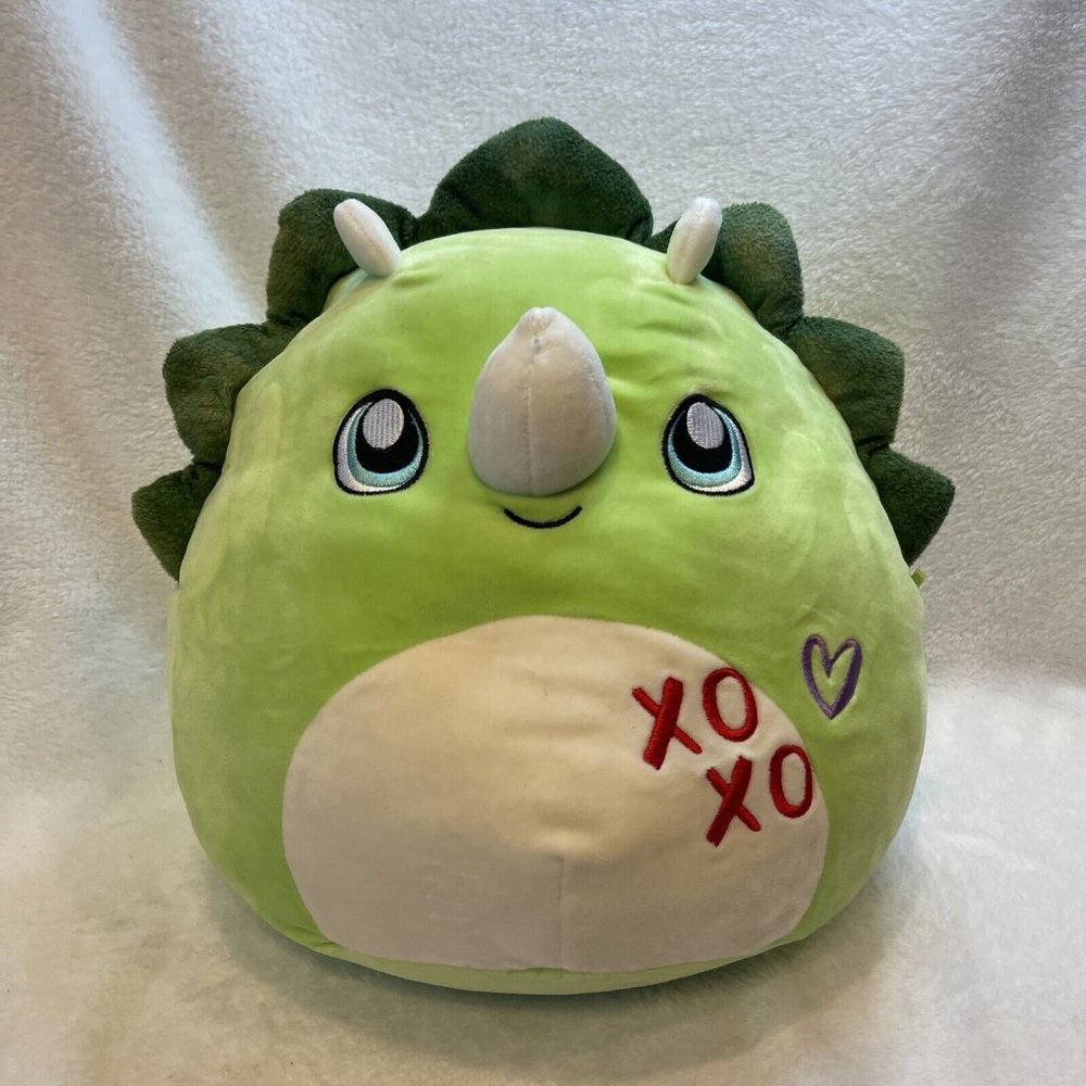 Squishmallows Tristan The Triceratops 13 inch Plush Toy Heart